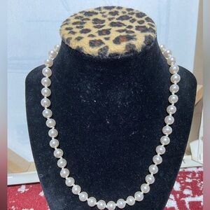 Vintage Faux Pearl Necklace With Gold Tone Barrel Clasp